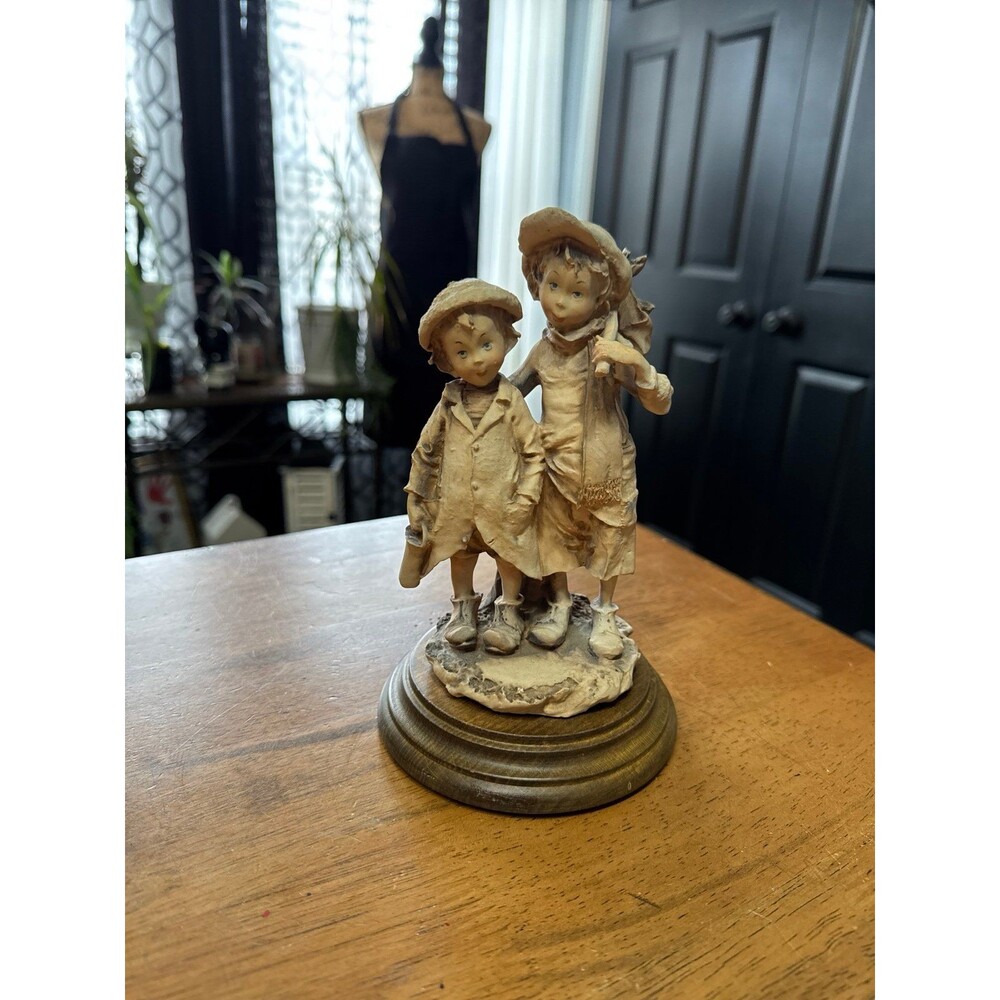 Vintage Giuseppe Armani Sculpture Statue Hobo Boy and Girl